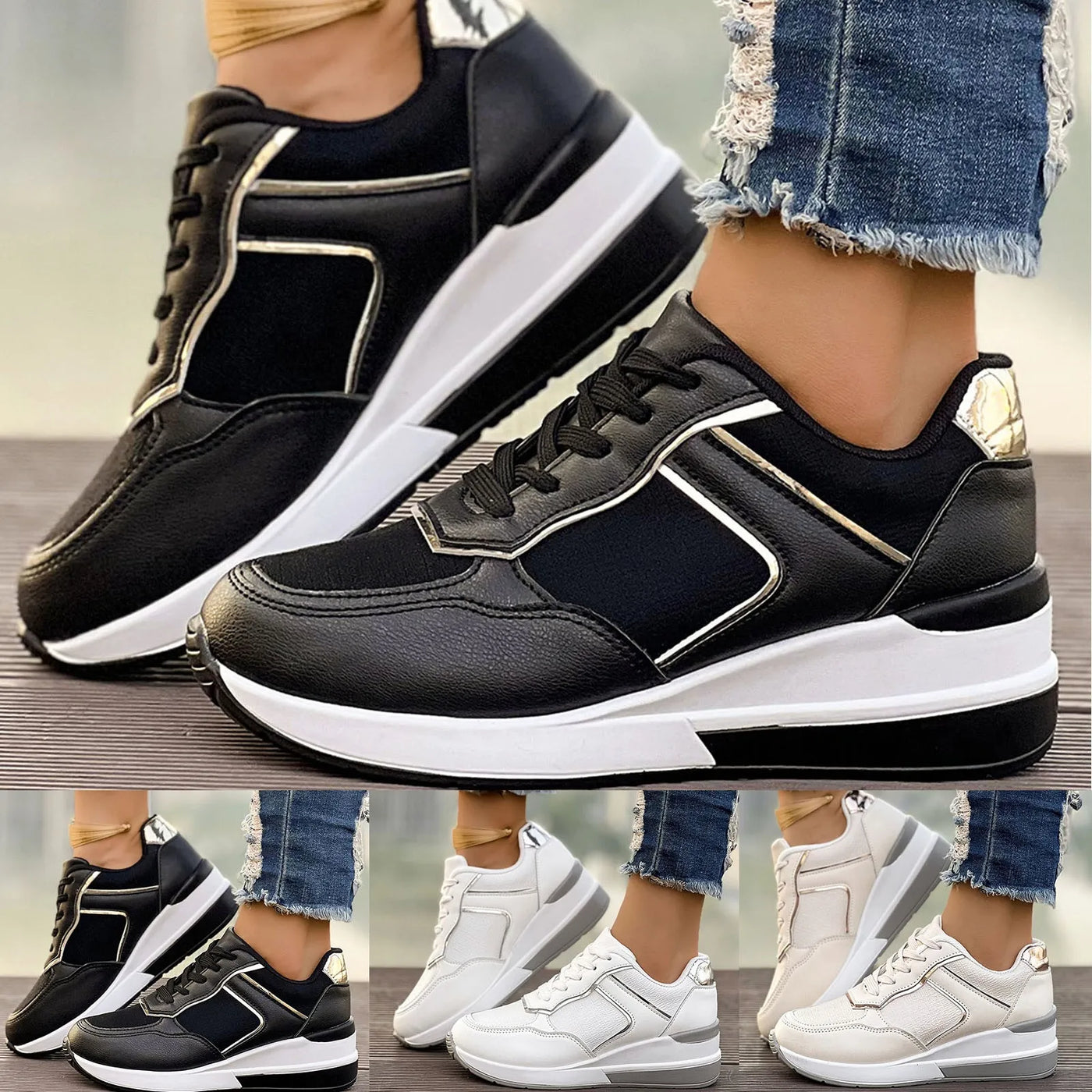 Patchwork Chic – Sneakers Casual in Pelle